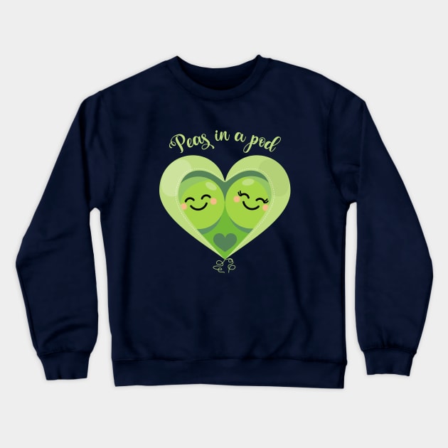 Peas in a Pod (Heart) Navy Crewneck Sweatshirt by VicEllisArt